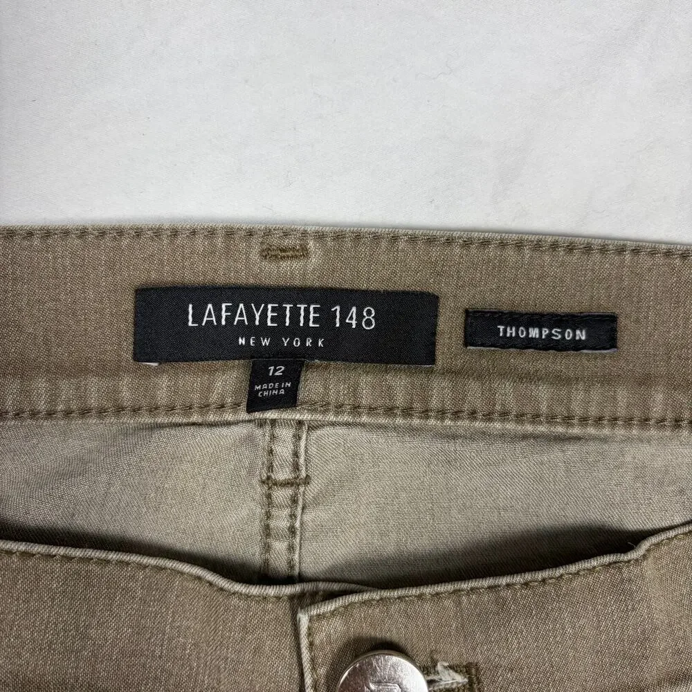 Lafayette 148 womens Thompson brown faded soft denim pants. Size 12 quiet luxury